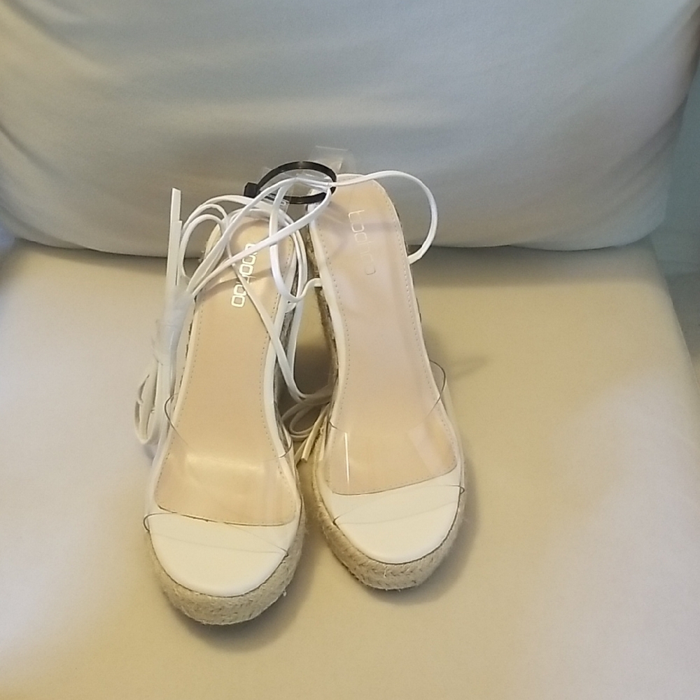 Boohoo White Espadrille Wedge Shoes